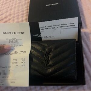 Saint Laurent Black Chevron Leather Wallet